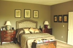 Bedroom interior painting with brown walls in an Austin home