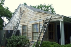 Siding stripped and sanded ahead of a full exterior repaint. The prep stage is what makes a paint job last.